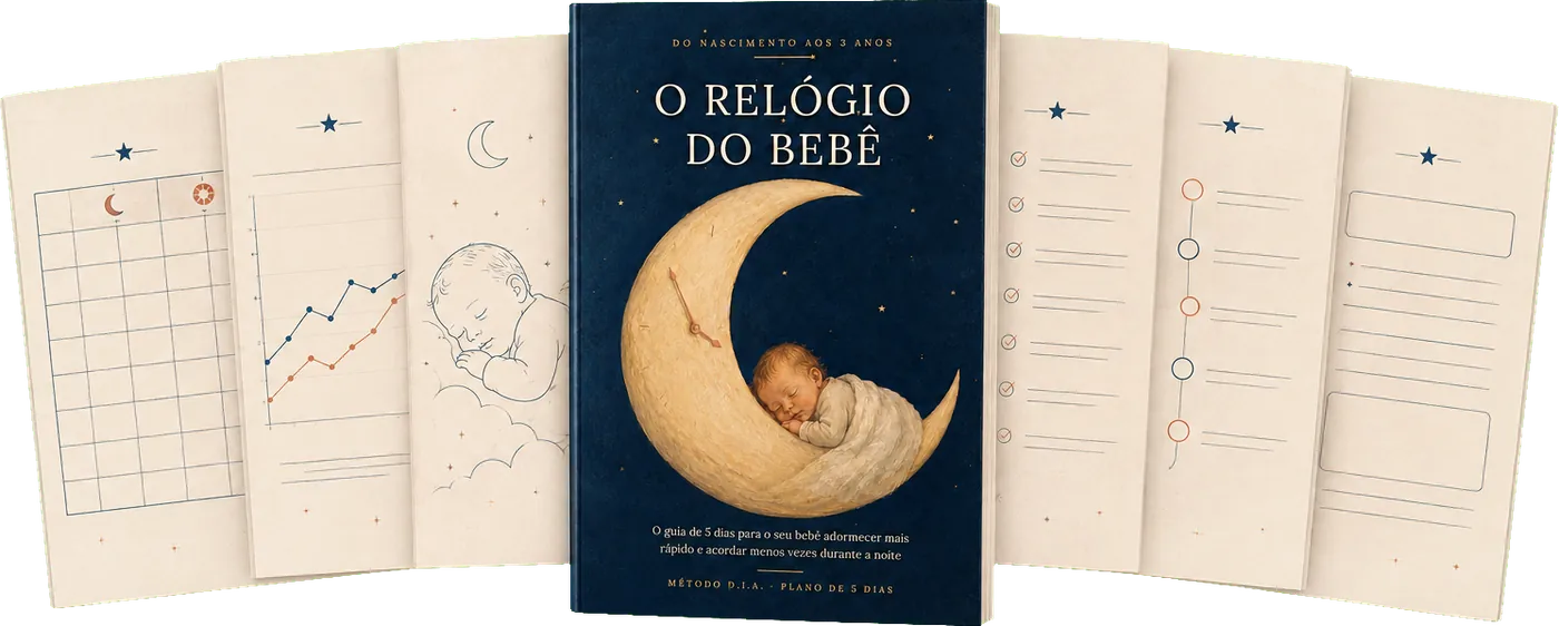 Guia O Relógio do Bebê aberto com páginas de acompanhamento do sono